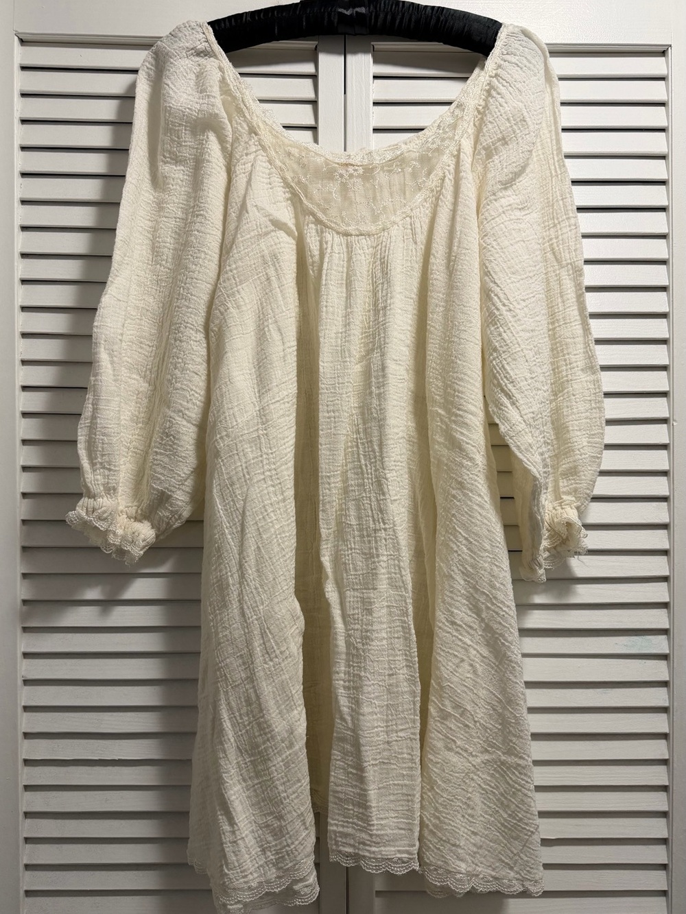 Vintage Victoria's Secret Gold Label Cotton Gauze Sheer Nightgown Lace Trim L